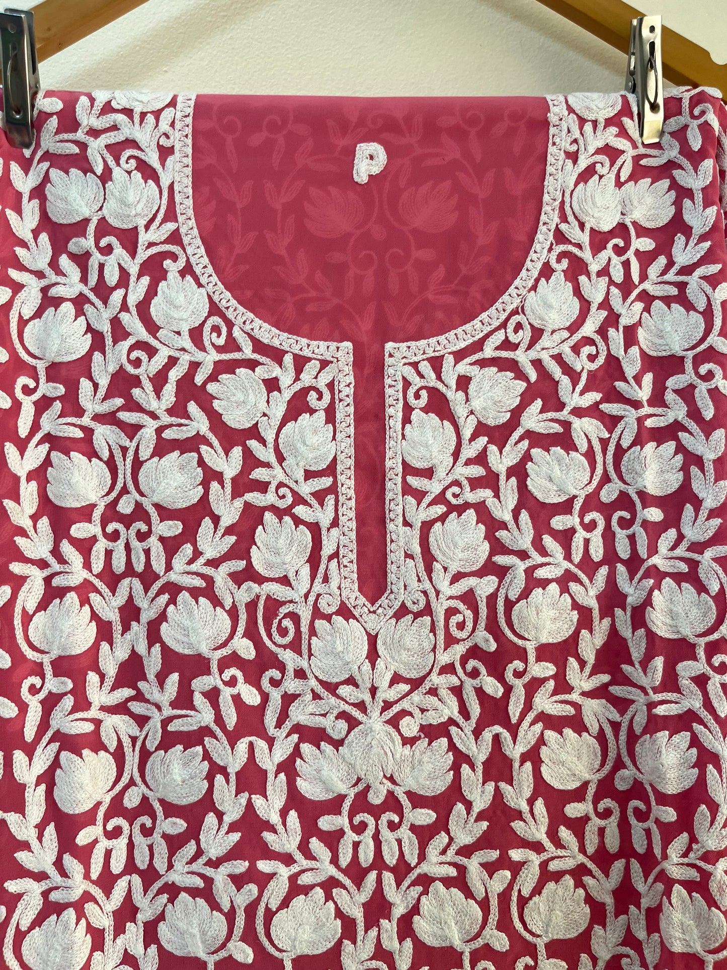 Georgette Front Back Jaal Kashmiri Semi Stitched Kurta