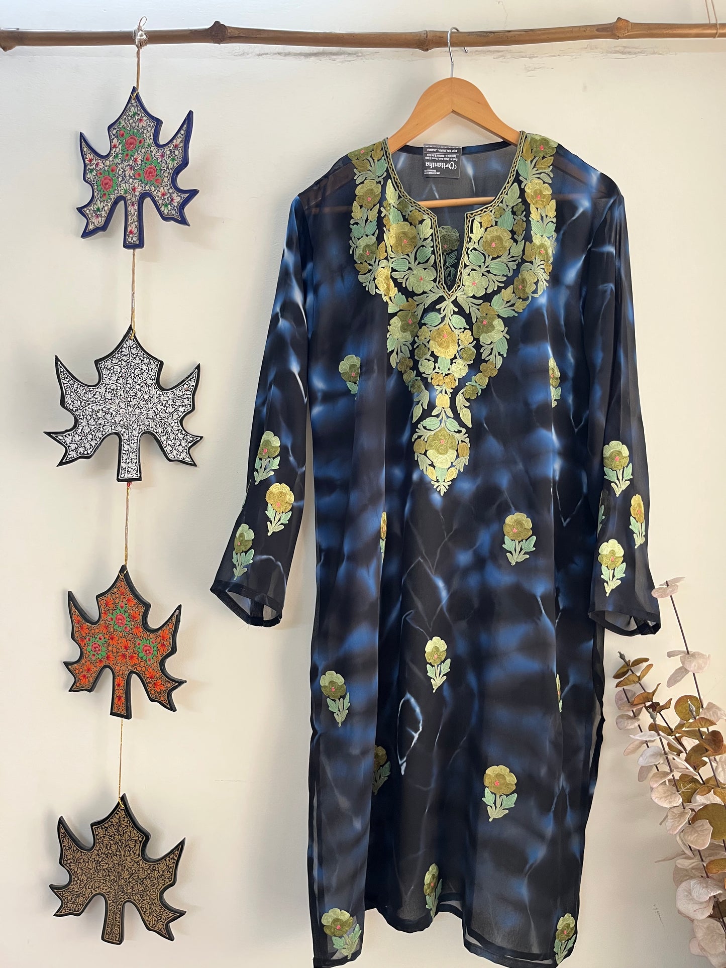 Georgette Aari Embroidered Stitched Kurta