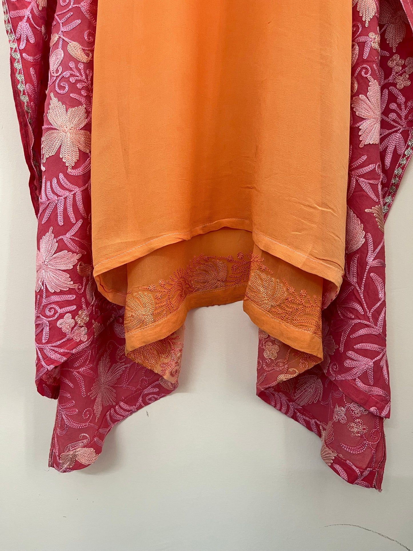 Light Orange Pure Georgette Kashmiri Kaftan