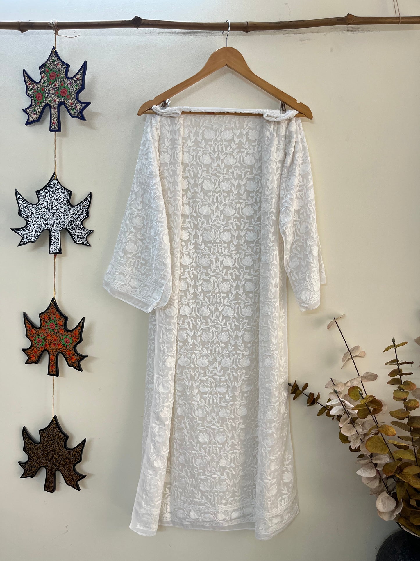 Georgette Front Back Jaal Kashmiri Semi Stitched Kurta