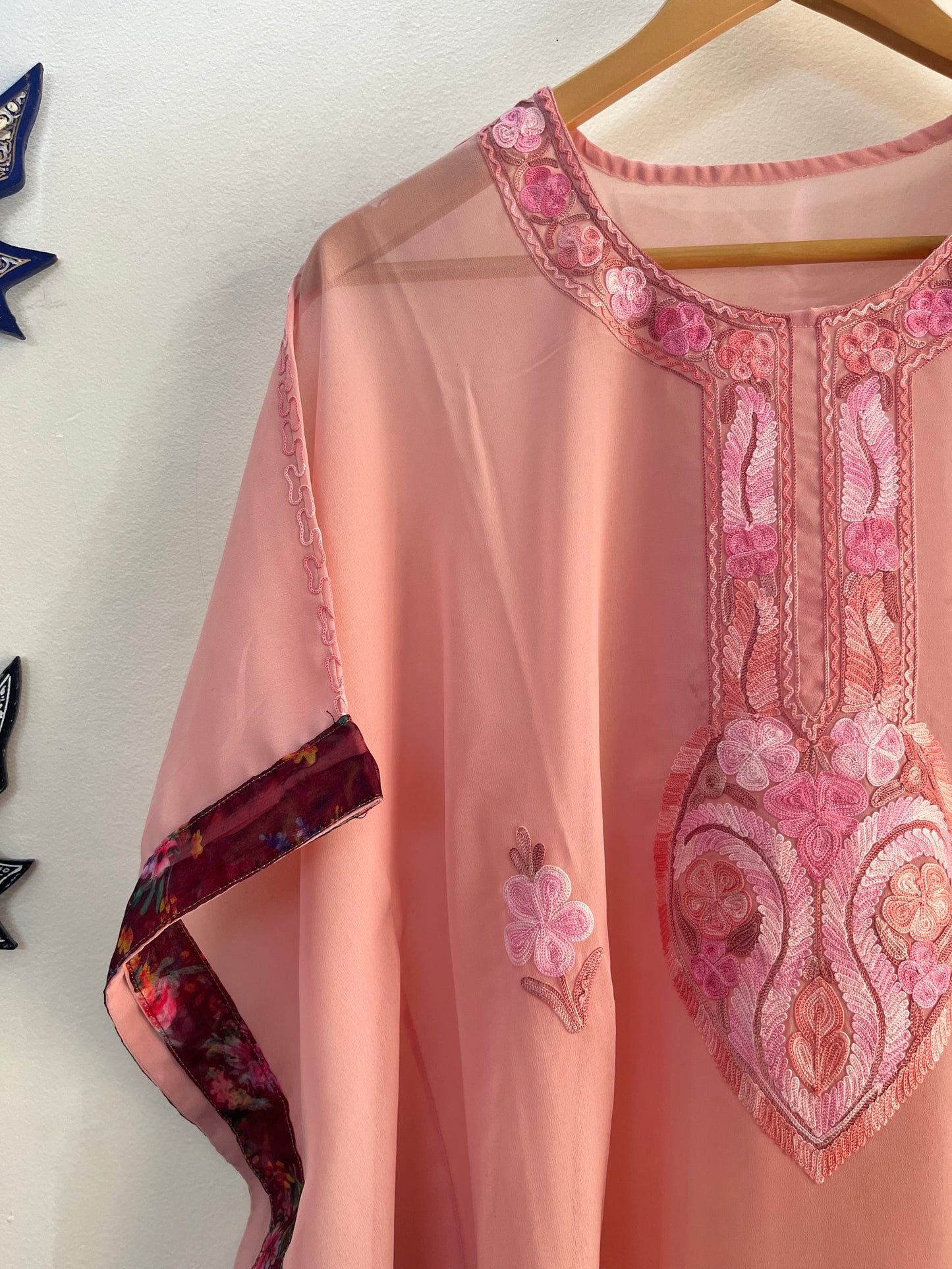 Pink Aari embroidered Kaftan