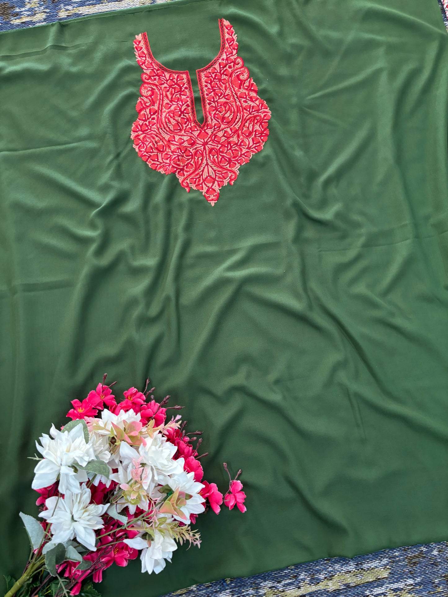 Green Cotton Cord Set (Hand Embroidered)