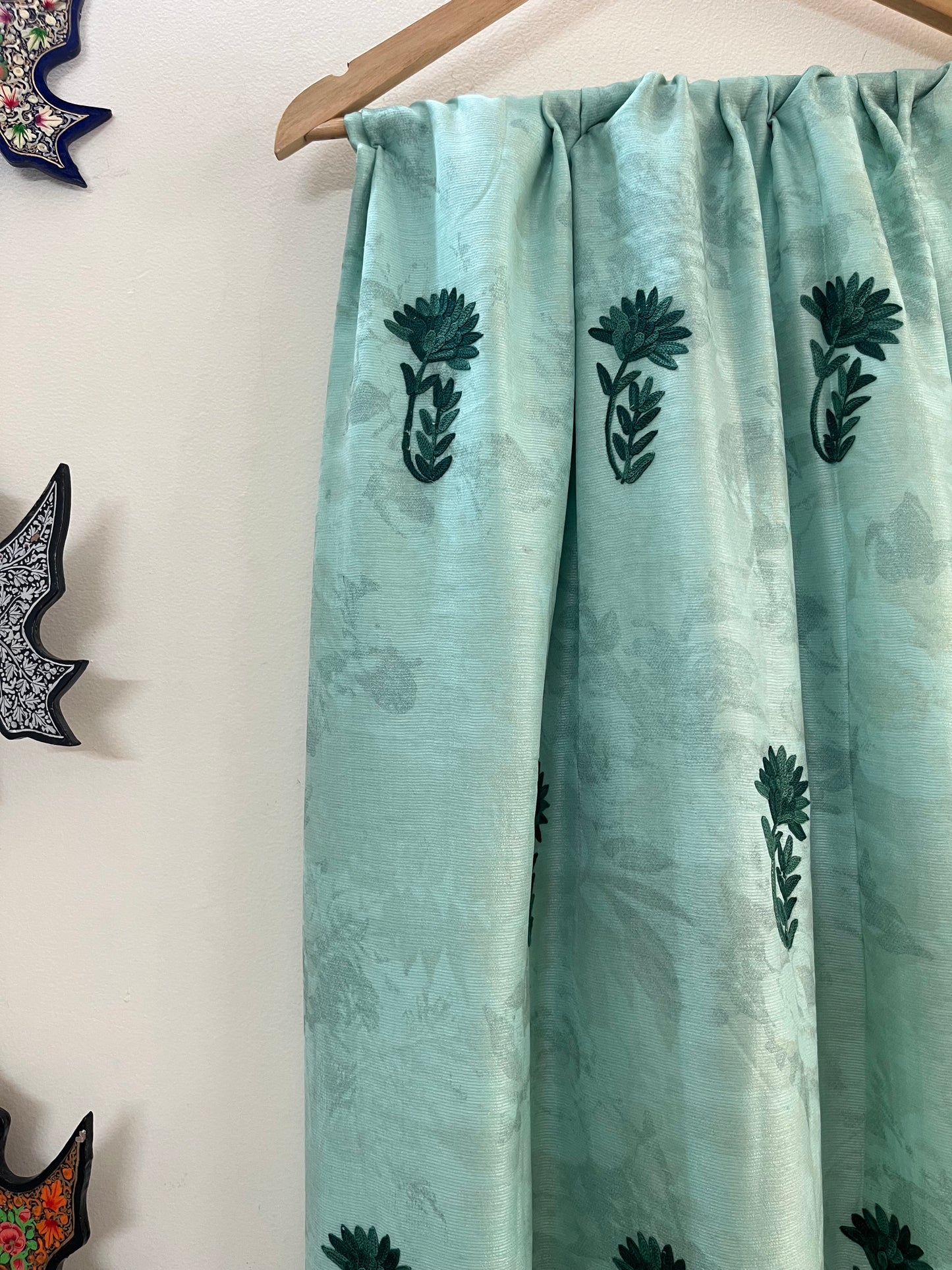 Mint Green Self Work Satin Cotton Unstitched Co-ord Set