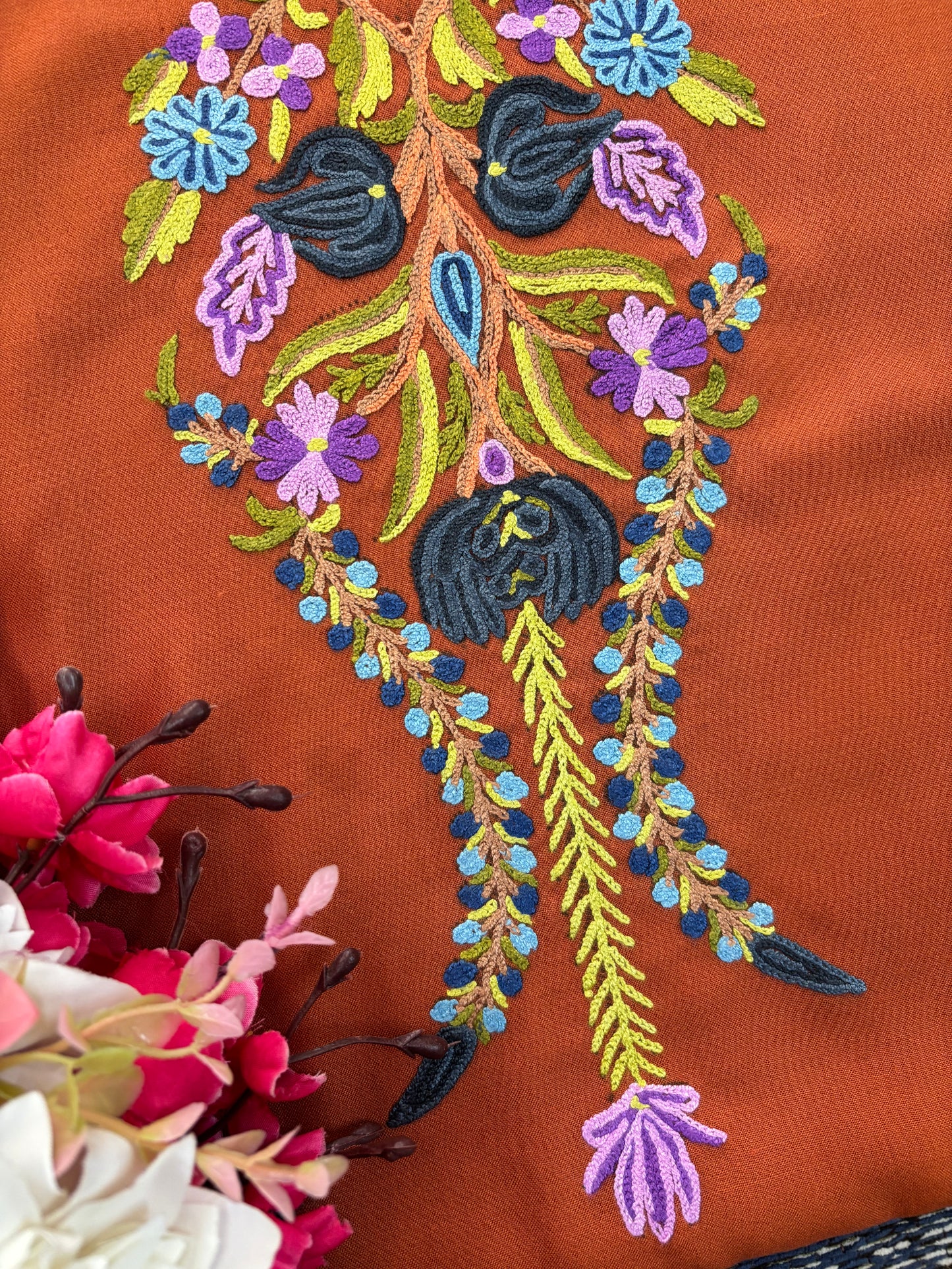 Orange Cotton Cord Set (Hand Embroidered)