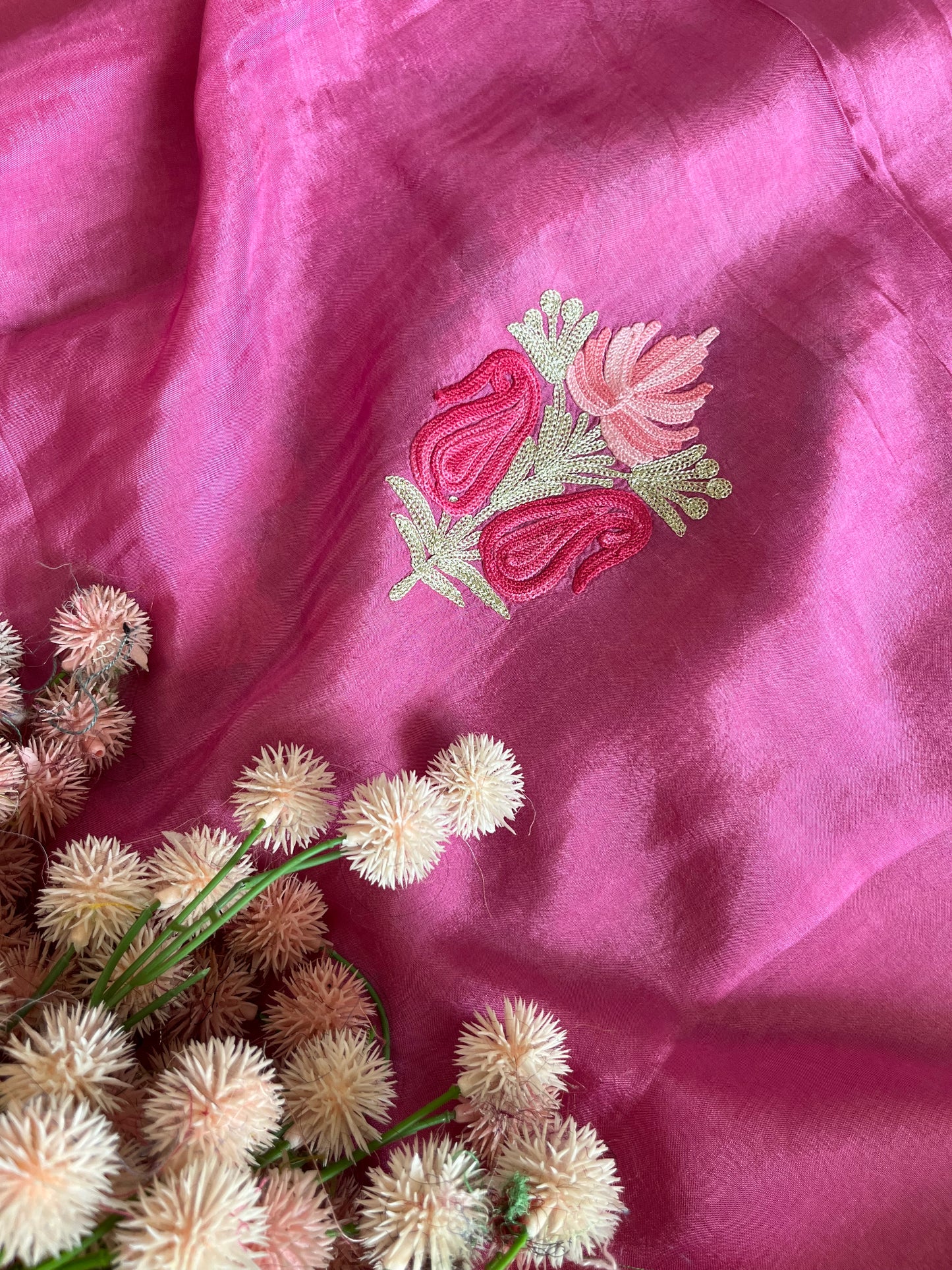 Sanam’ Mauve Silk Aari Embroidered Suit material