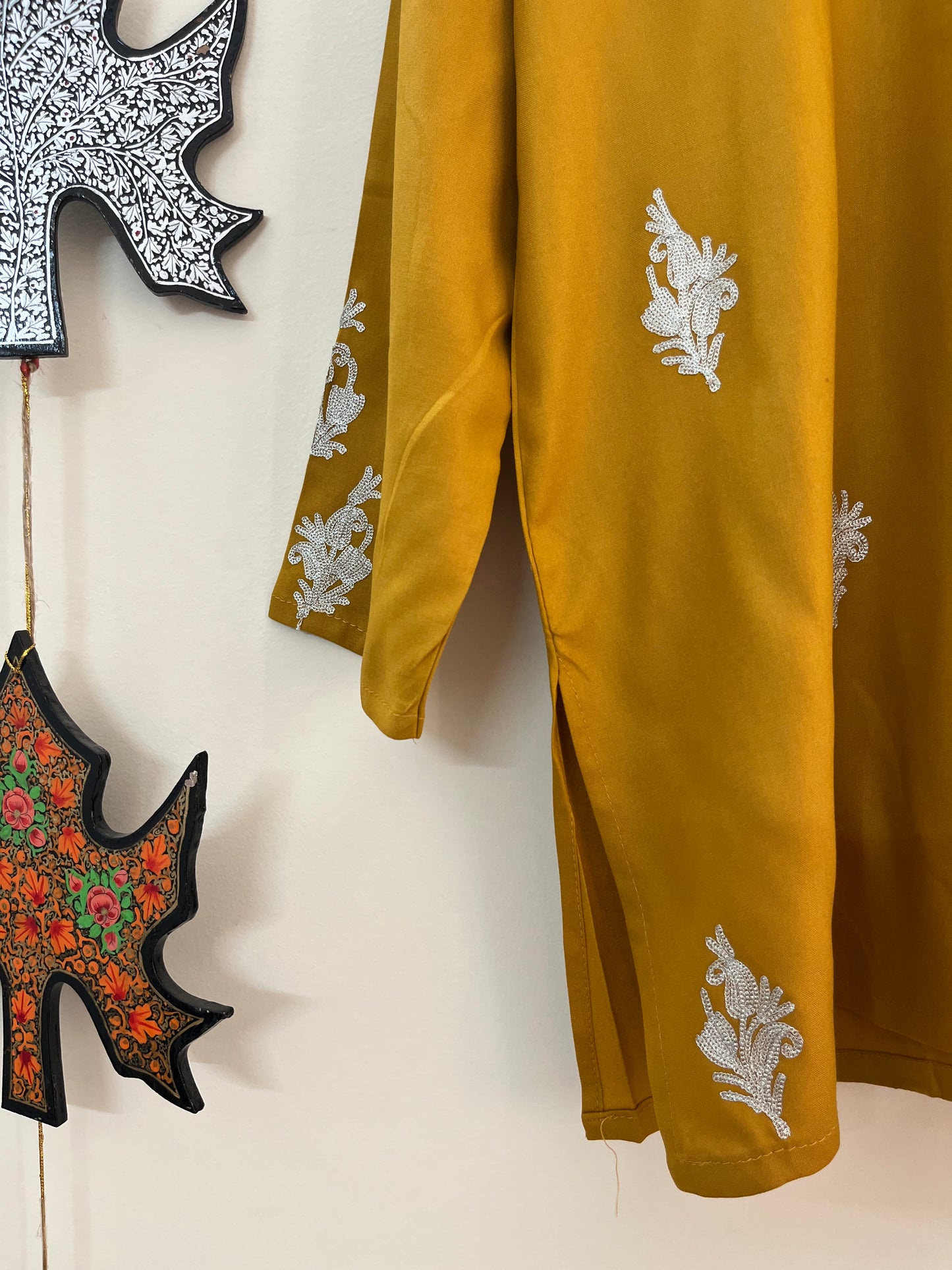 Cotton Tilla Embroidered Stitched Kurta