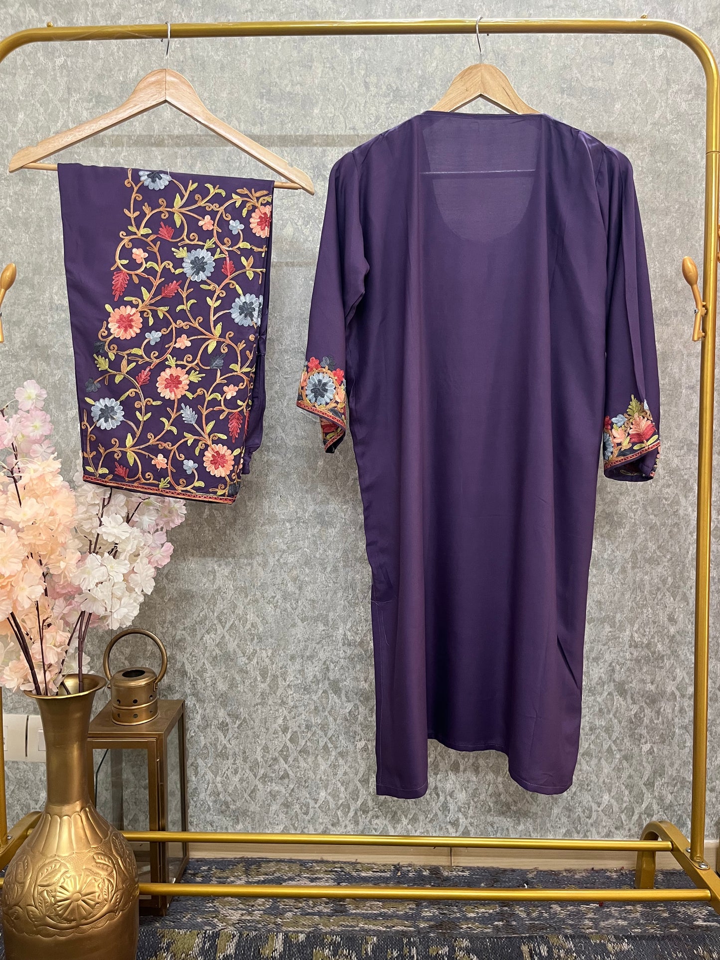 Purple Cotton Stitched Co-ord Set(42)