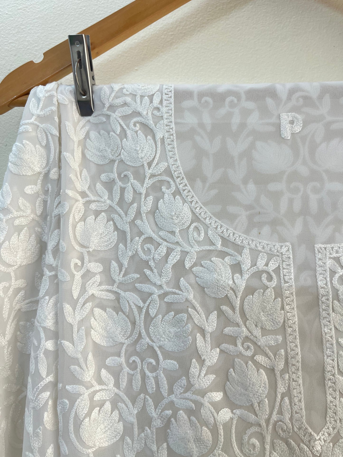 Georgette Front Back Jaal Kashmiri Semi Stitched Kurta
