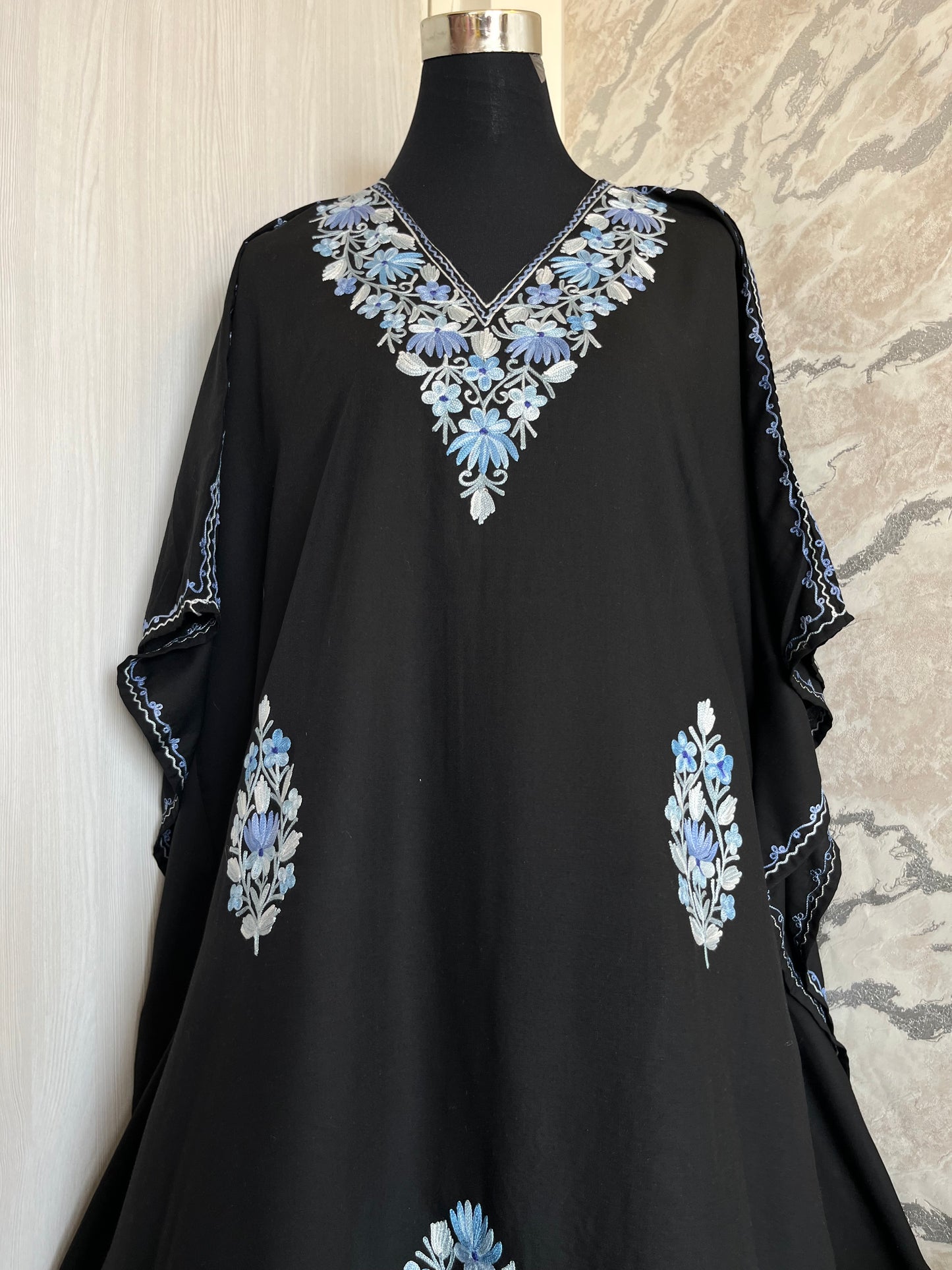 Black Cotton Aari embroidered Kaftan