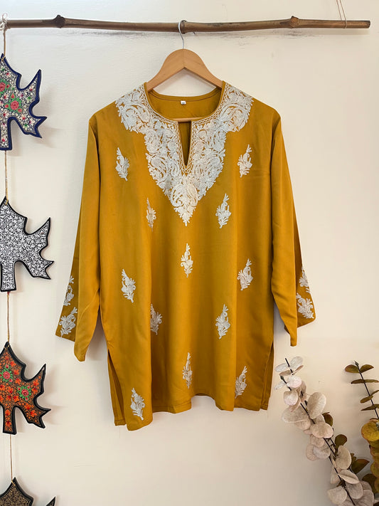 Cotton Tilla Embroidered Stitched Kurta