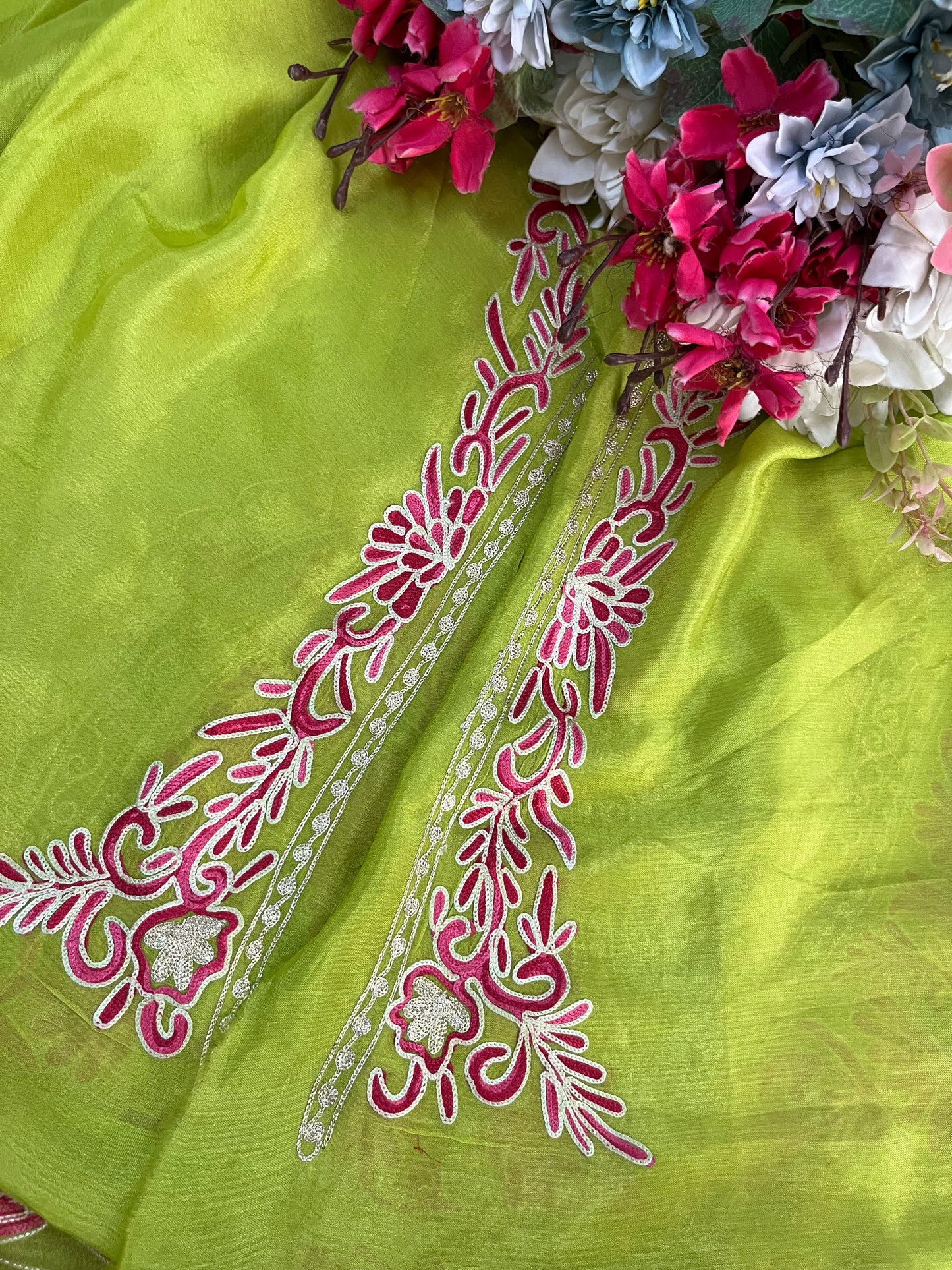 Pure Chinon 3 Pc Heavy Front Back Kashmiri Suit