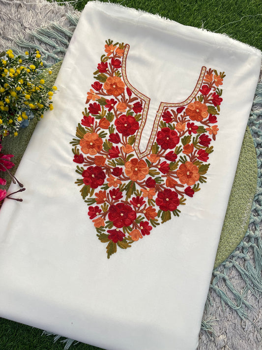Off White Aari Embroidered Cotton Suit Set
