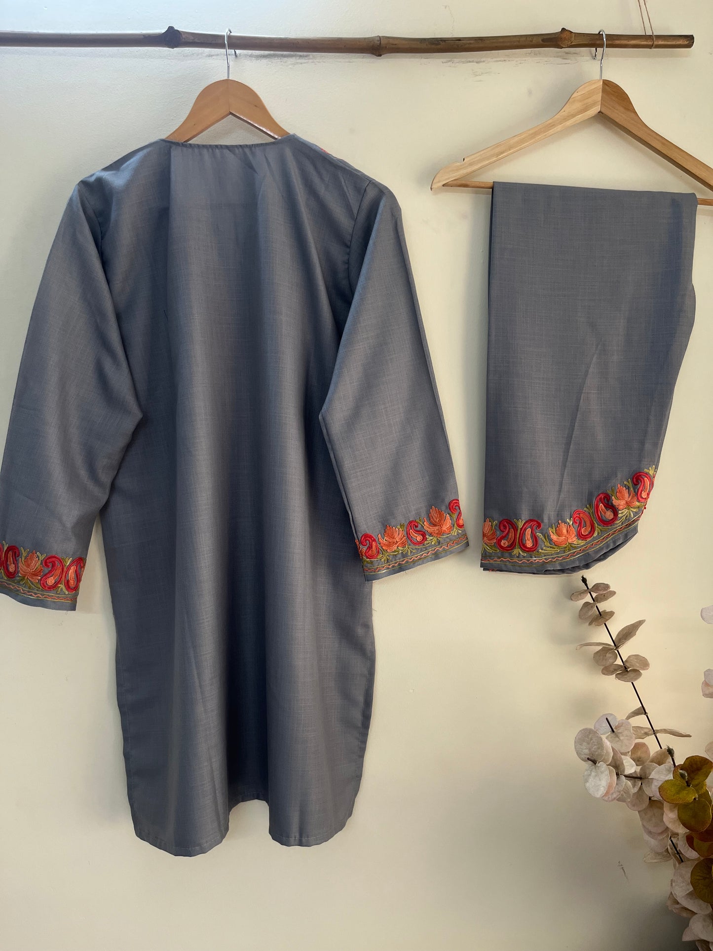 Grey Cotton Stitched Co-ord Set