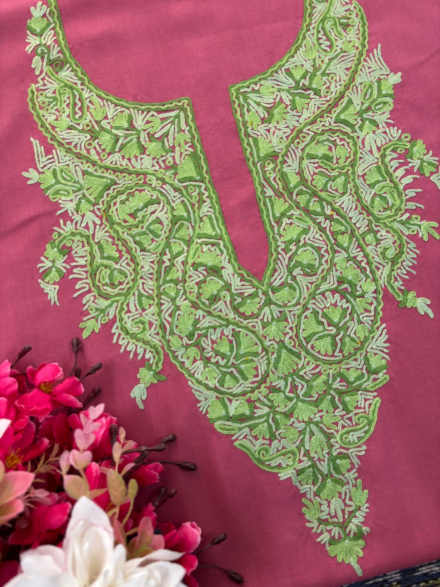 Pink Cotton Cord Set (Hand Embroidered)