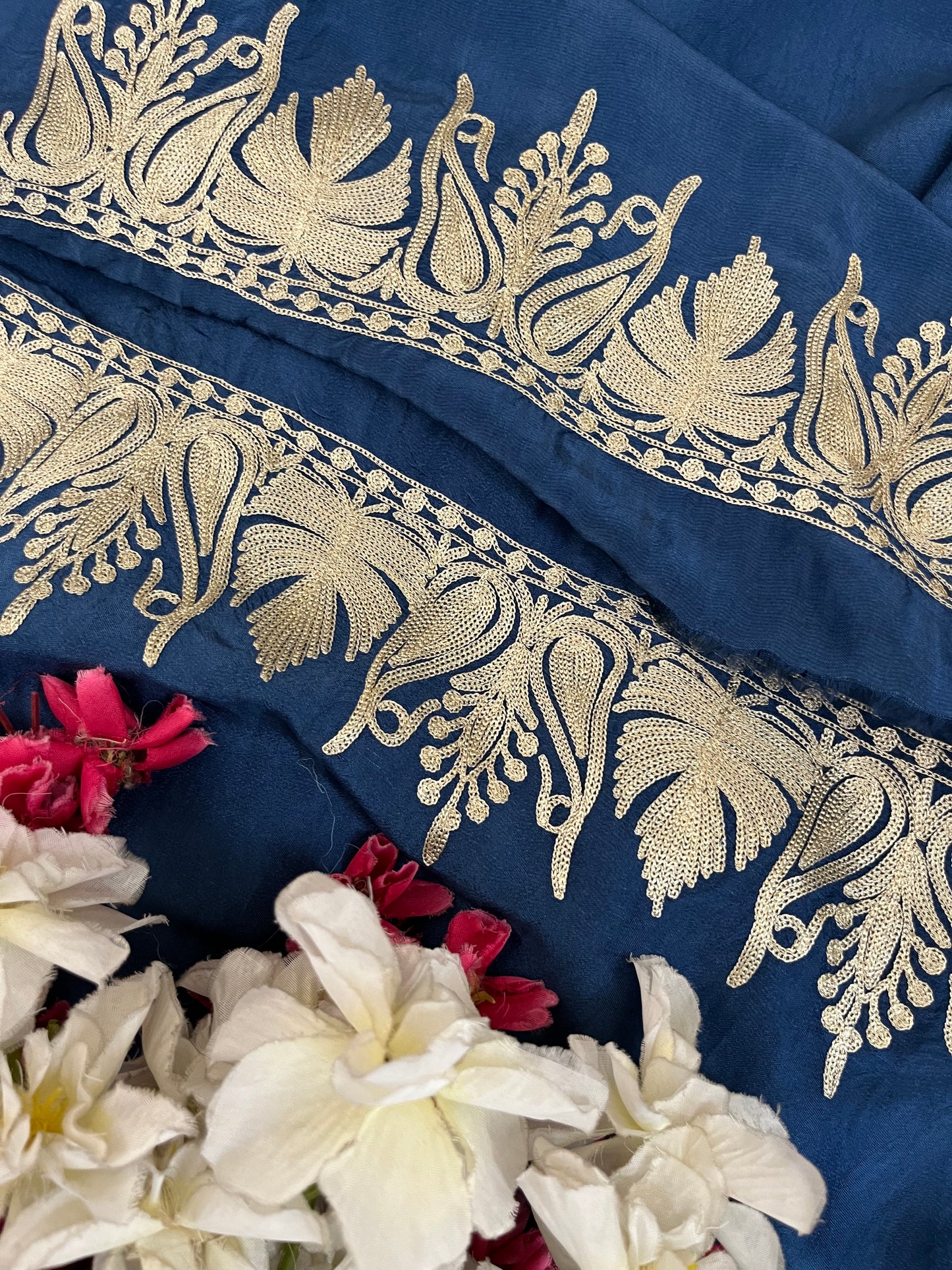 Sanam Electric Blue Silk Kashmiri Suit