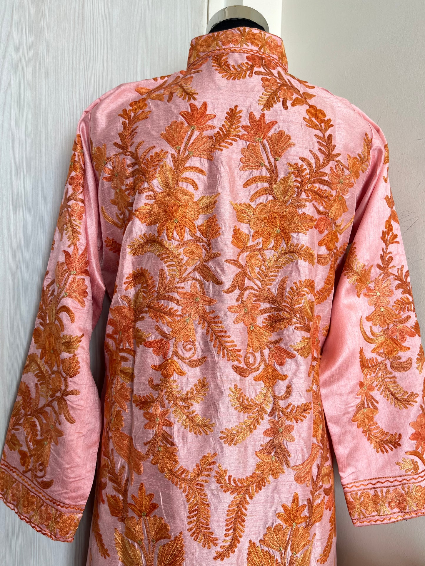 Pink Aari Embroidered Silk Jacket M/L