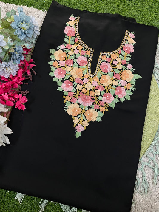 Black Aari Embroidered Cotton Suit Set