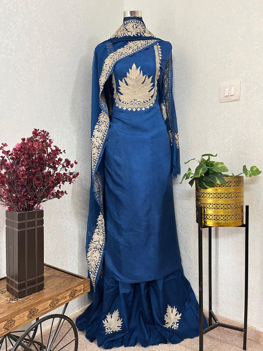 Electric Blue Sanam’ Tilla Kashmiri Silk Suit