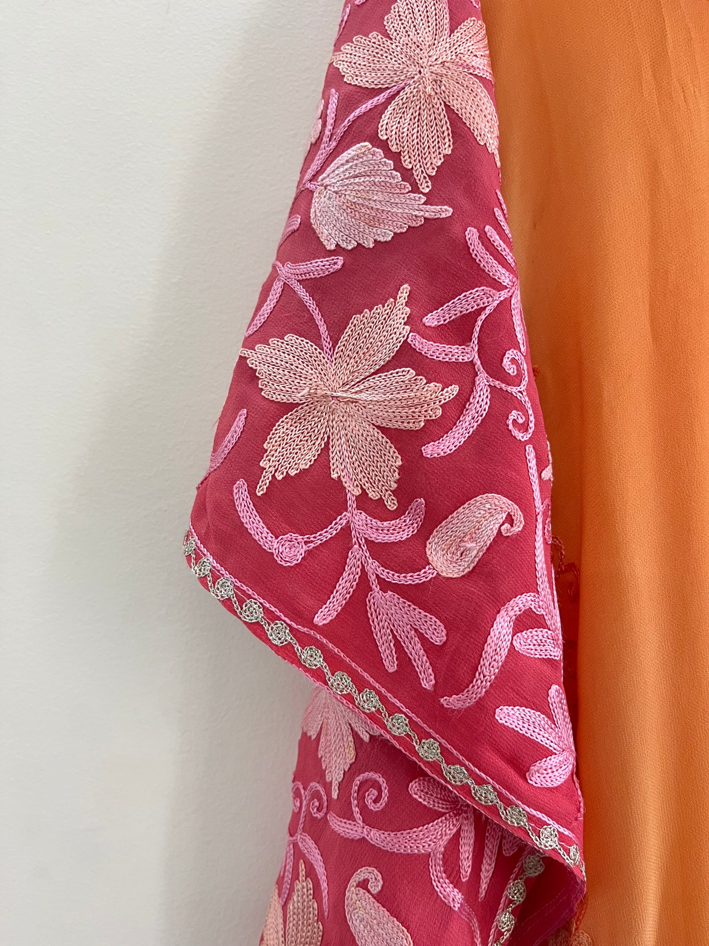 Light Orange Pure Georgette Kashmiri Kaftan