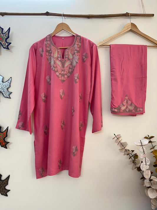 Soft Pink Cotton Cord Set (Free Size/ XL)