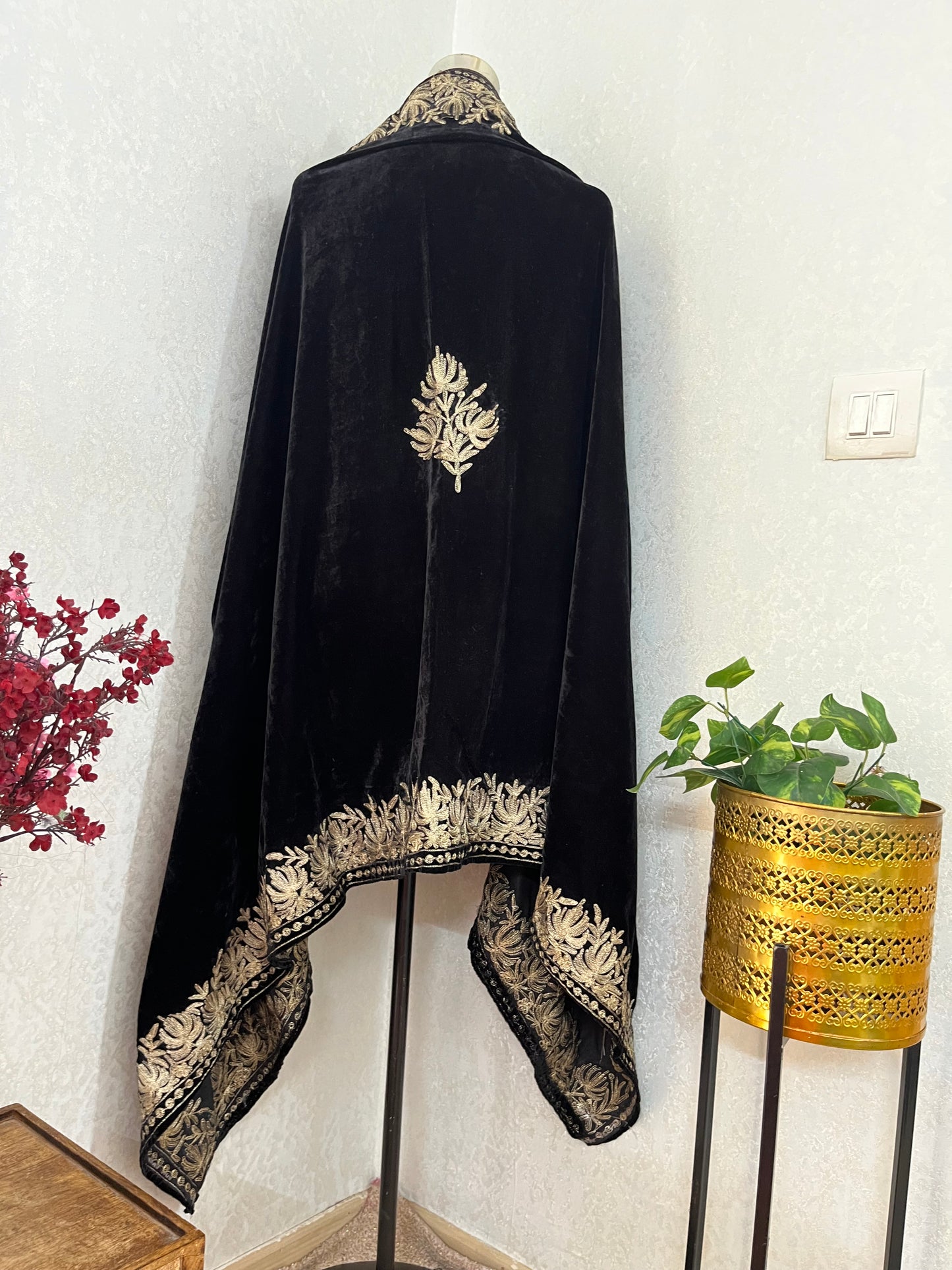 Black Tilla Embroidered Velvet Cape