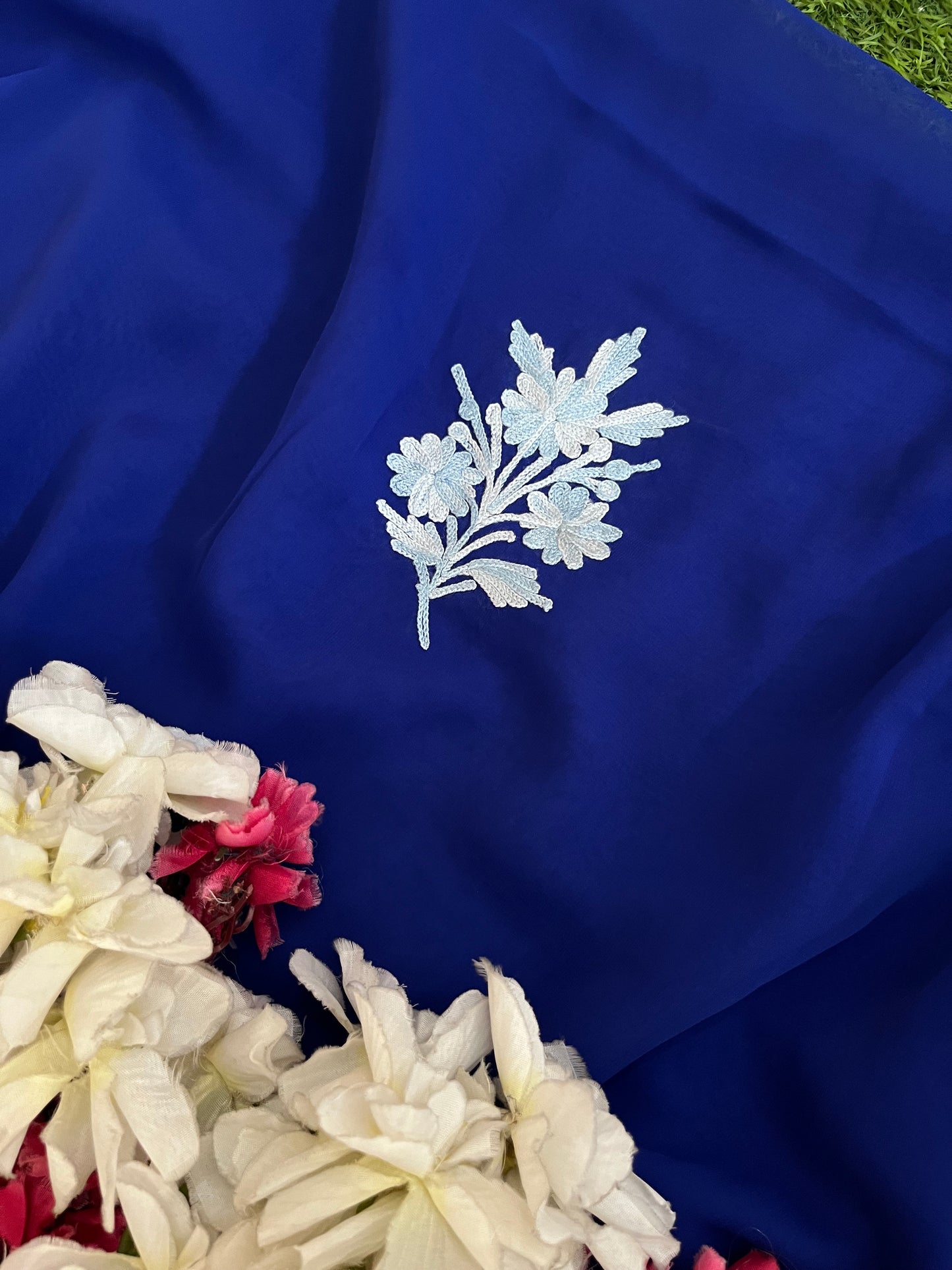 Electric Blue Georgette Kashmiri Suit
