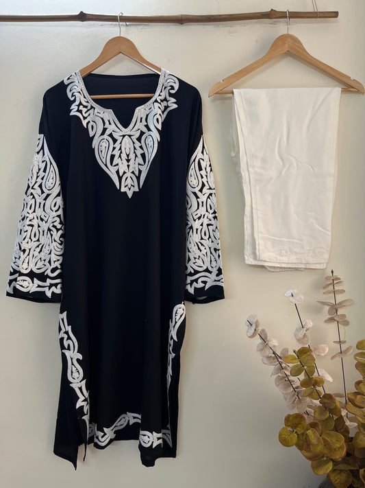 Black Cotton Stitched Co-ord Set