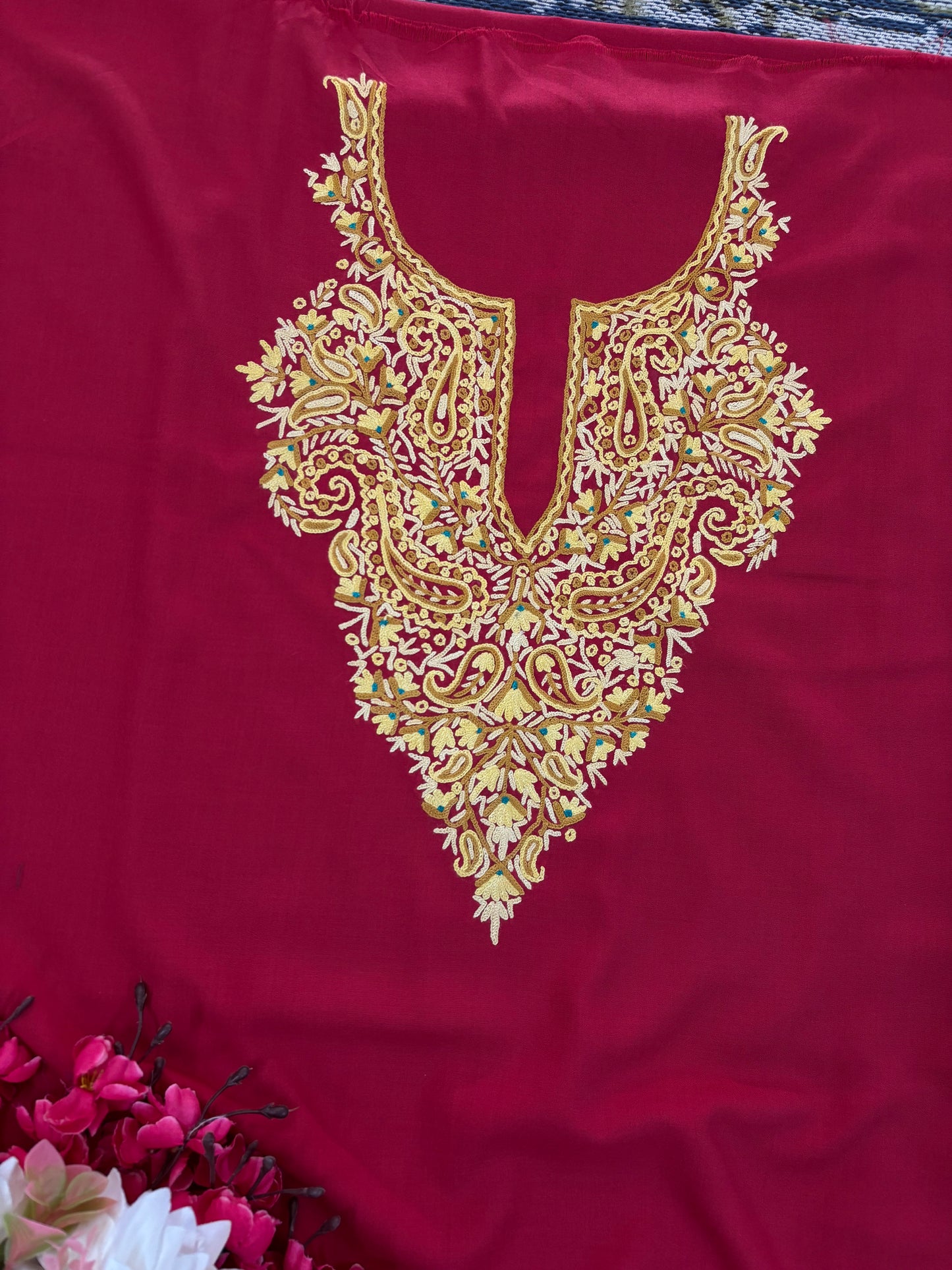 Red Cotton Cord Set (Hand Embroidered)