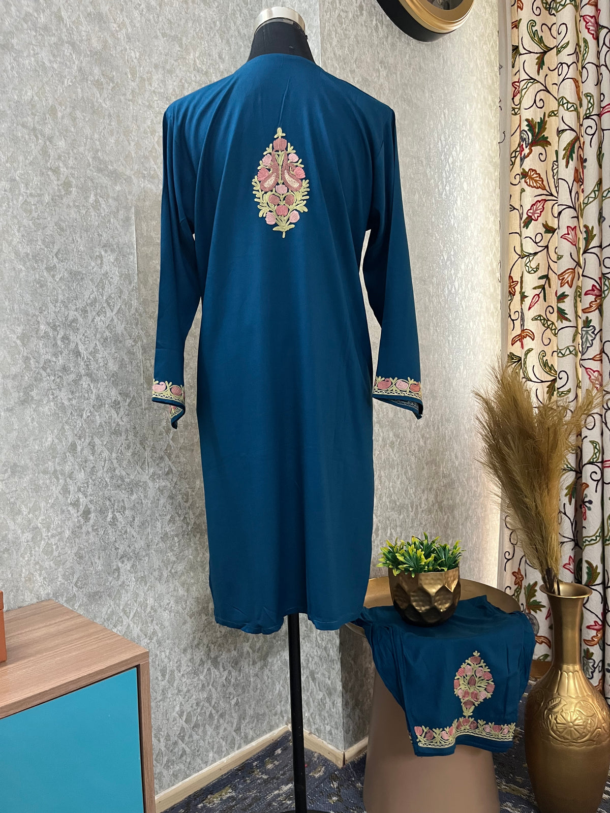 Blue Cotton Stitched Co-ord Set