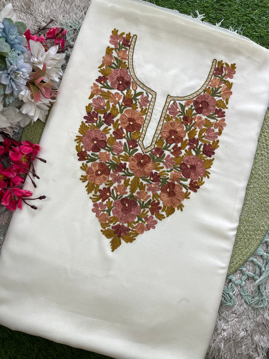 Off White Cotton Cord Set (Aari Embroidered)