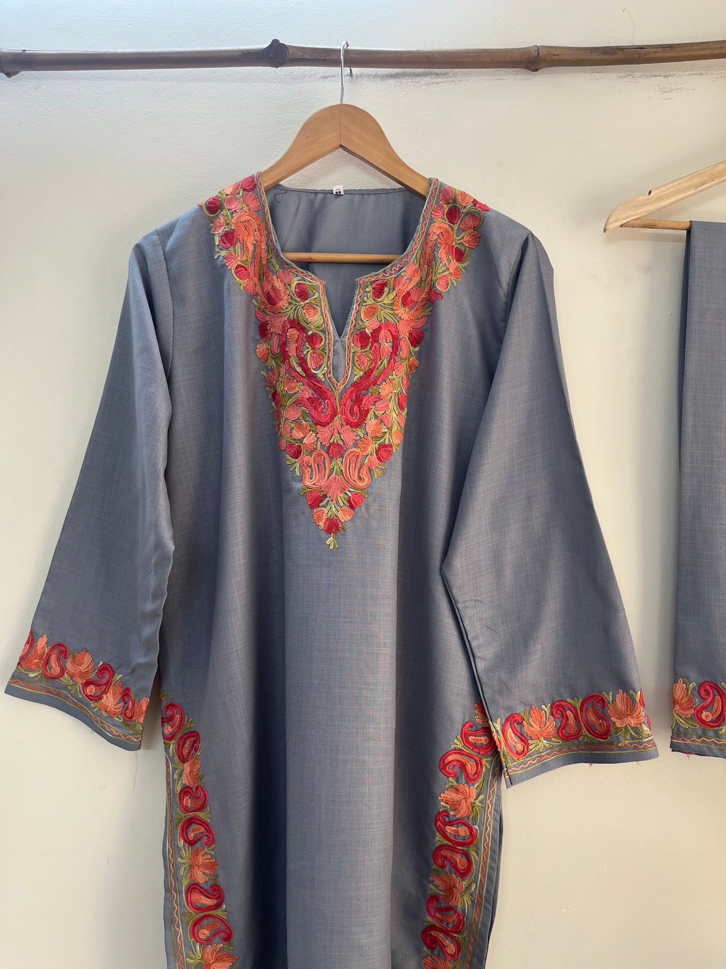 Grey Cotton Stitched Co-ord Set