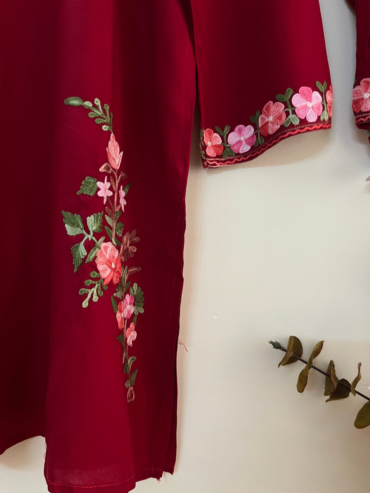 Maroon Cotton Cord Set (Free Size/ XL)