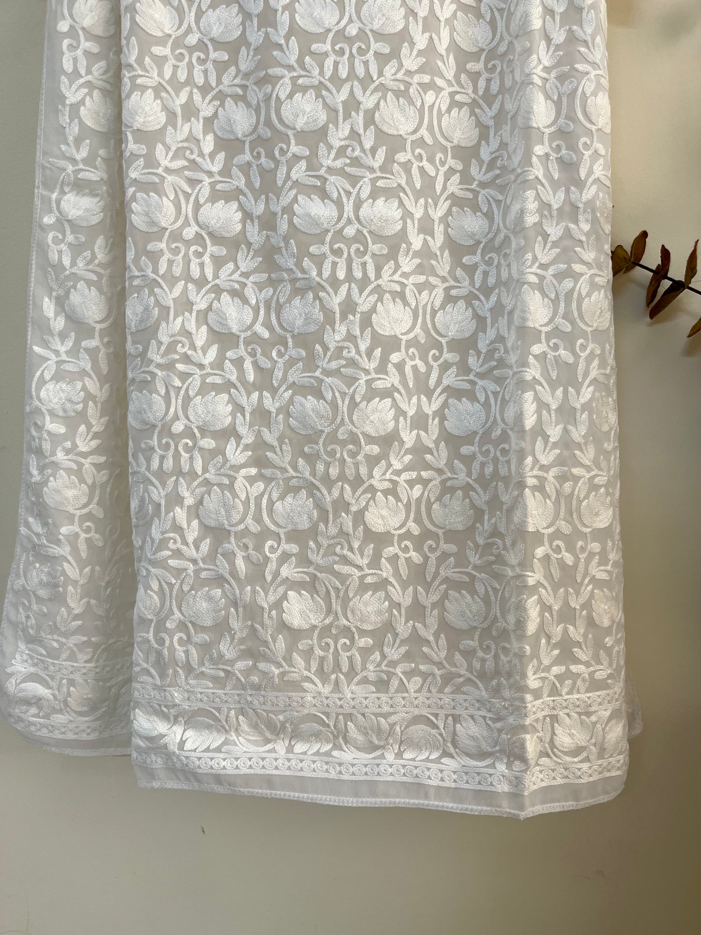 Georgette Front Back Jaal Kashmiri Semi Stitched Kurta