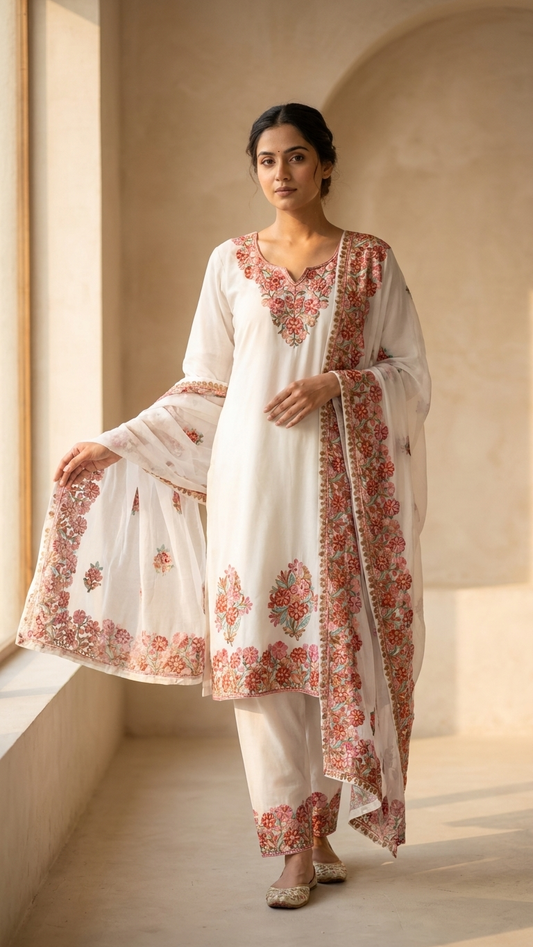 Off White Cotton Stitched Co-ord Set with dupatta (42)