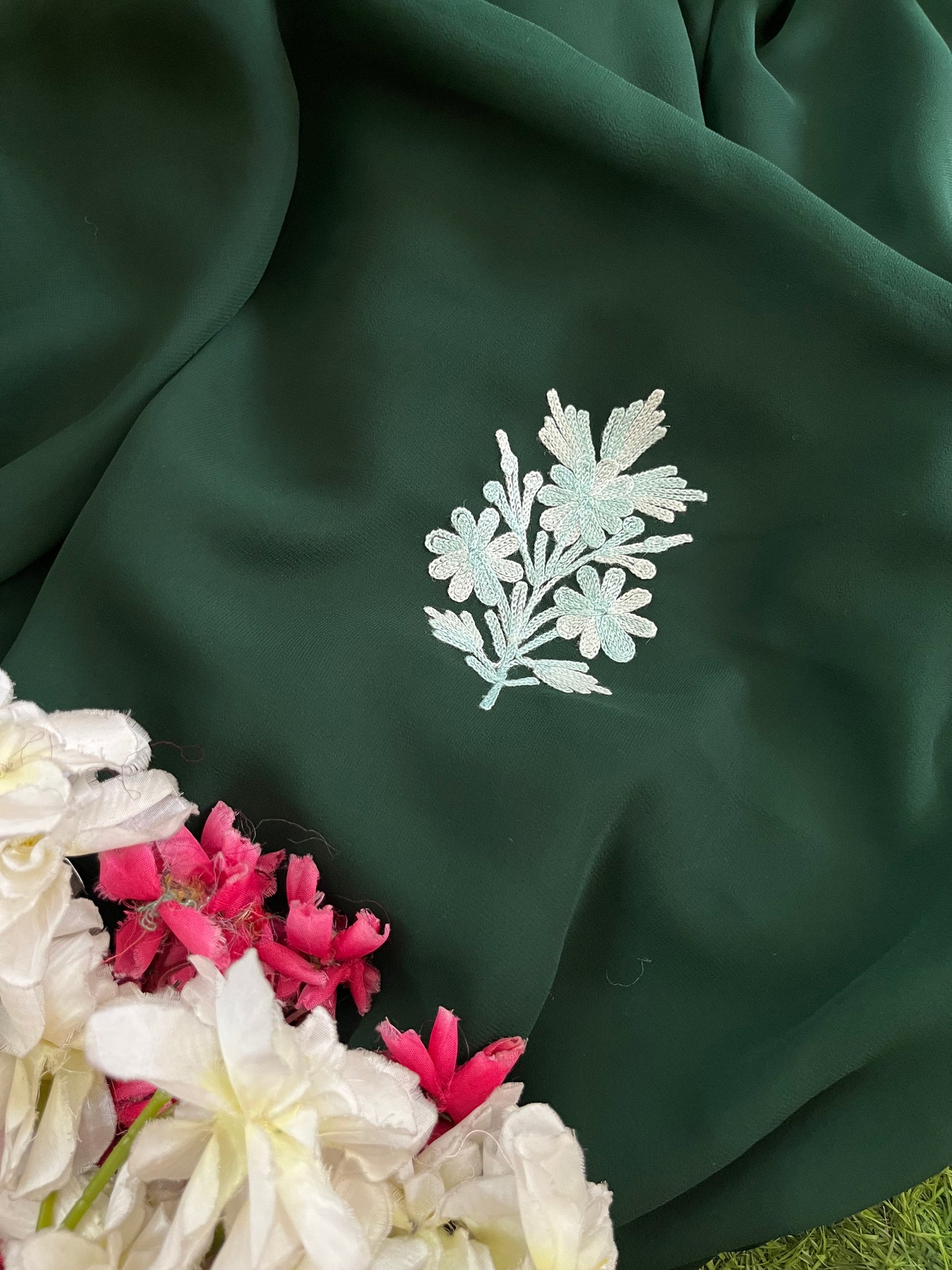 Georgette Green 3 Pc Aari Embroidered Suit Set