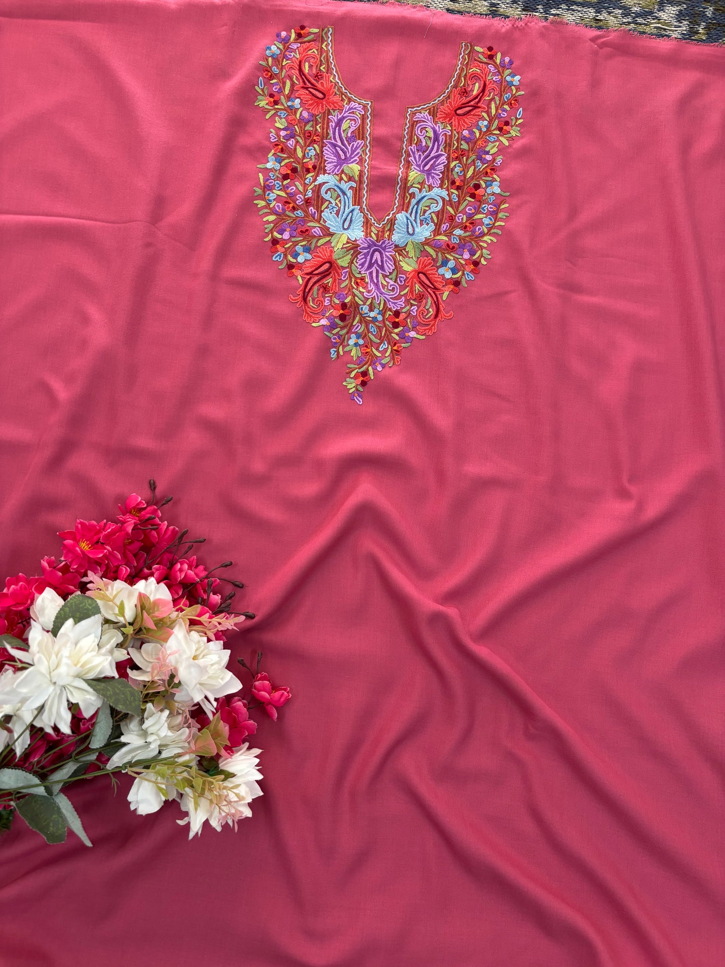 Onion Pink Cotton Cord Set (Hand Embroidered)