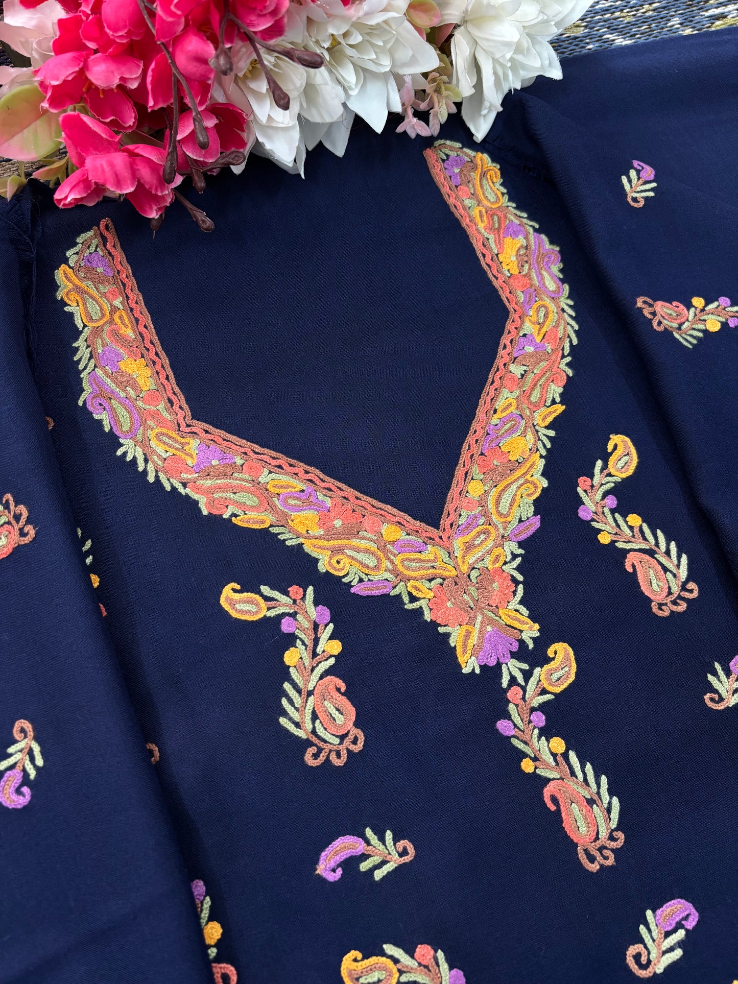Cotton Blue Two Piece Set (Hand Embroidered)