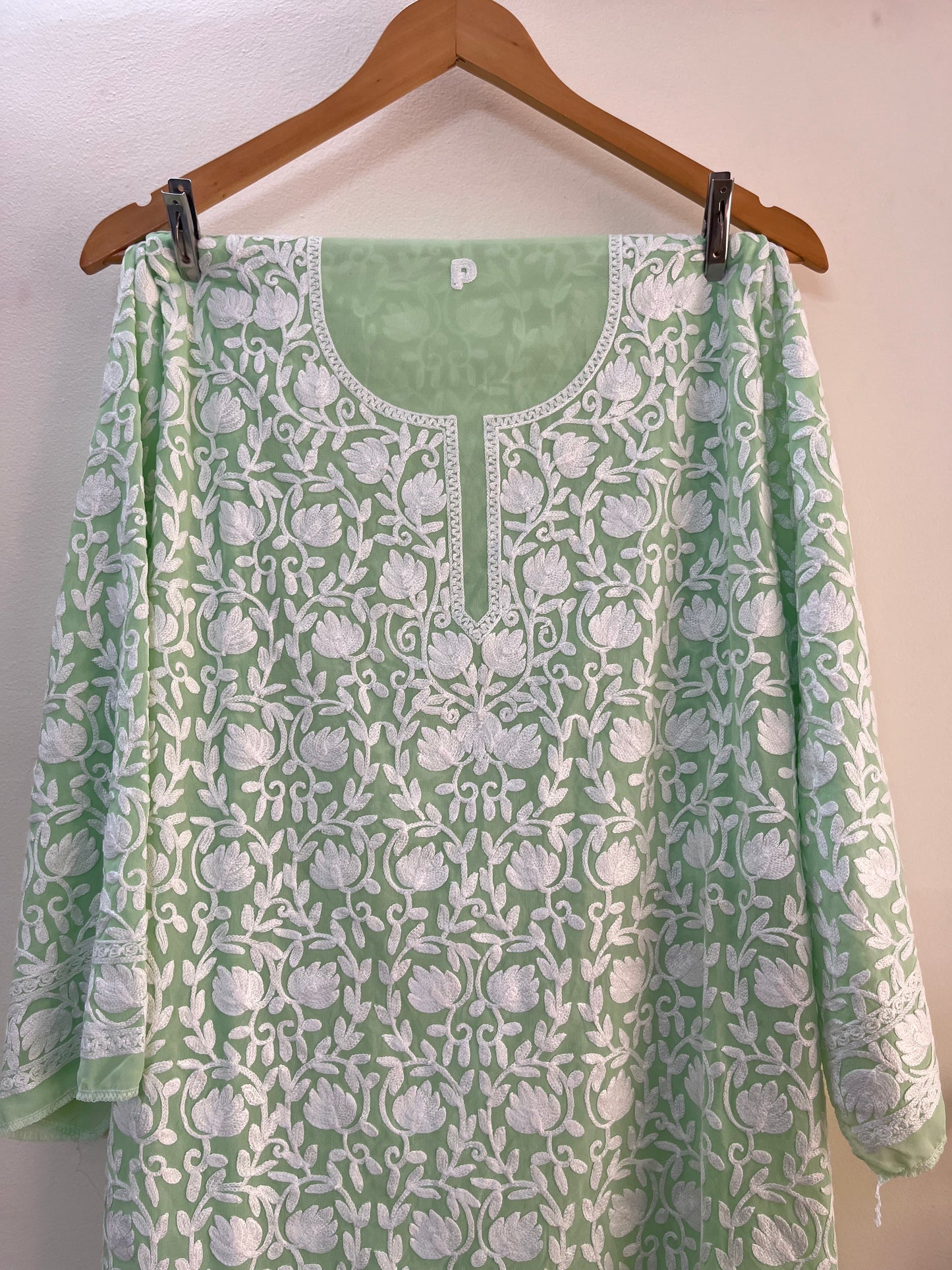 Georgette Front Back Jaal Kashmiri Semi Stitched Kurta