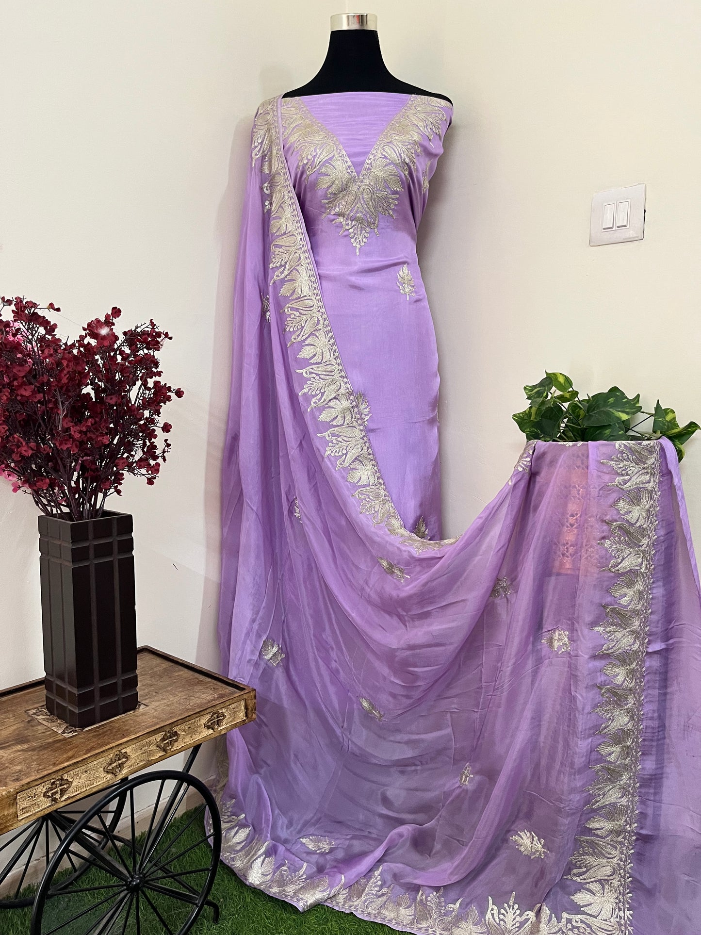 Sanam Lavender Silk Kashmiri Suit