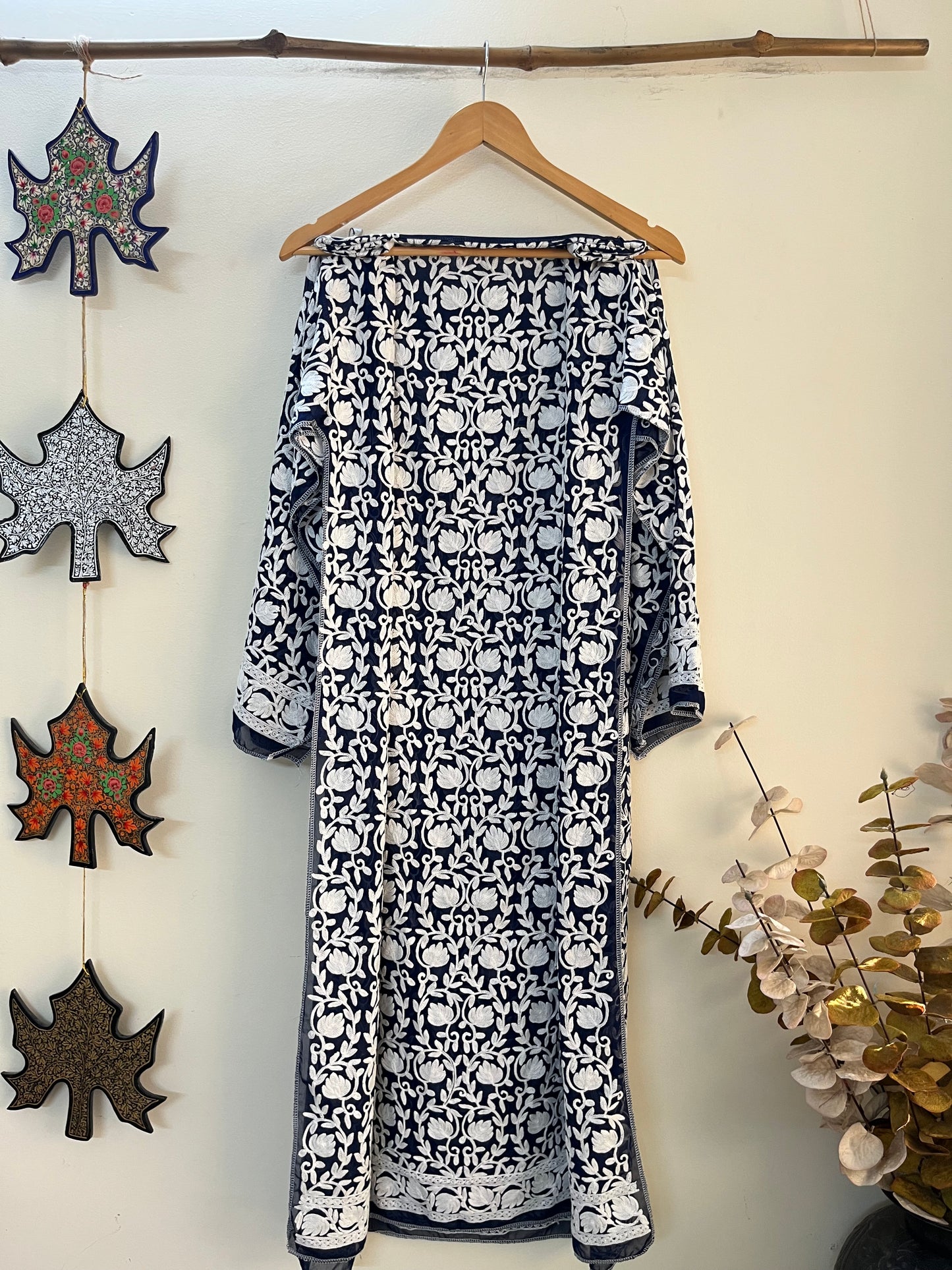 Georgette Front Back Jaal Kashmiri Semi Stitched Kurta