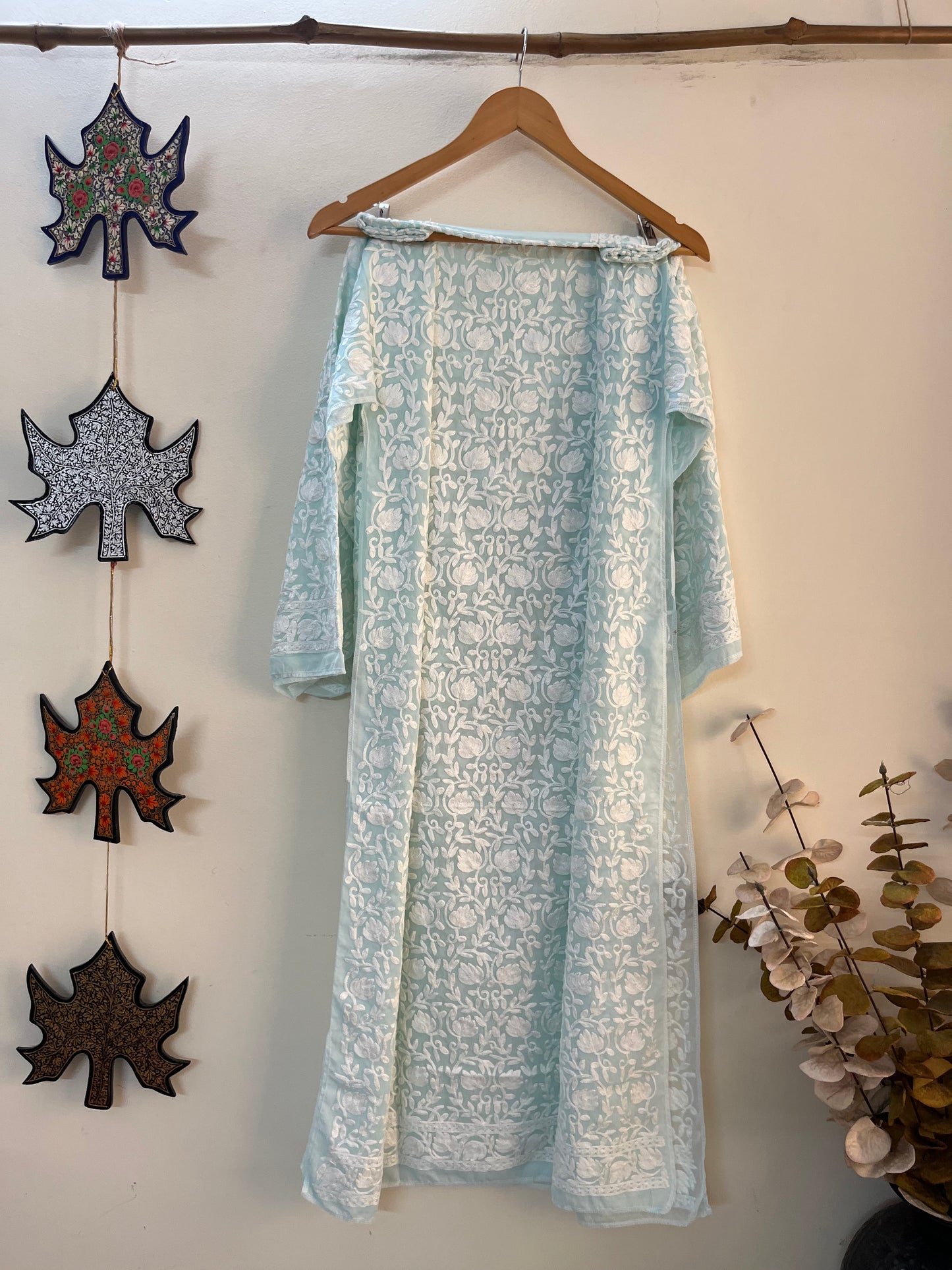 Georgette Front Back Jaal Kashmiri Semi Stitched Kurta