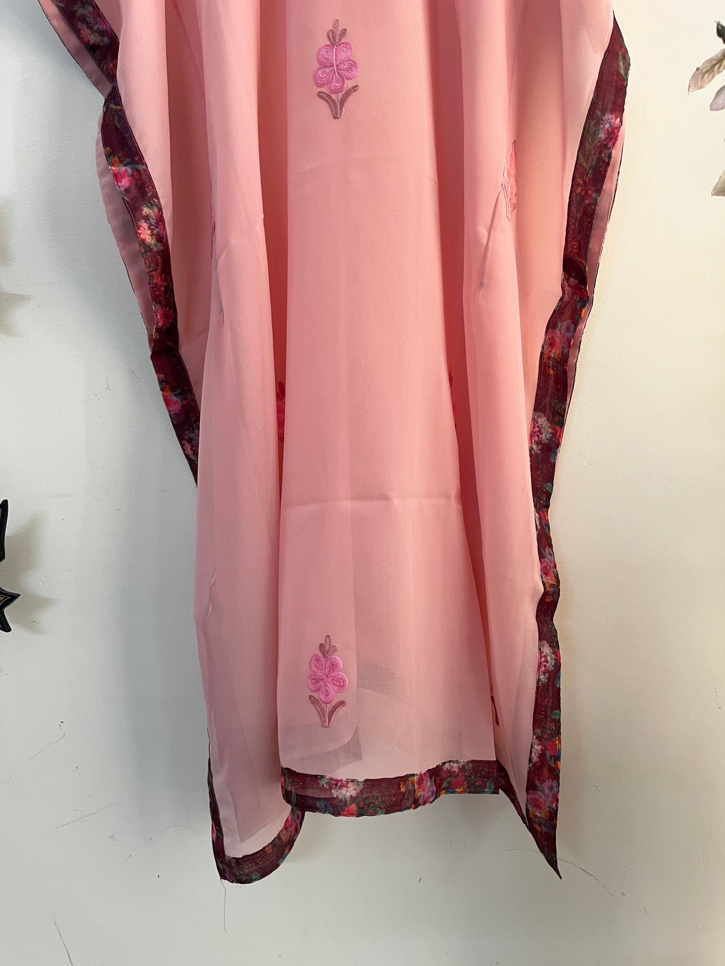 Pink Aari embroidered Kaftan