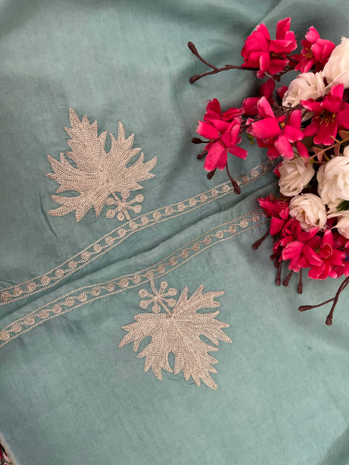 Sky Blue Sanam’ Tilla Kashmiri Silk Suit