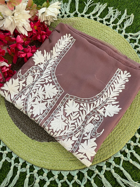 Lilac Georgette Kashmiri Kurta Material
