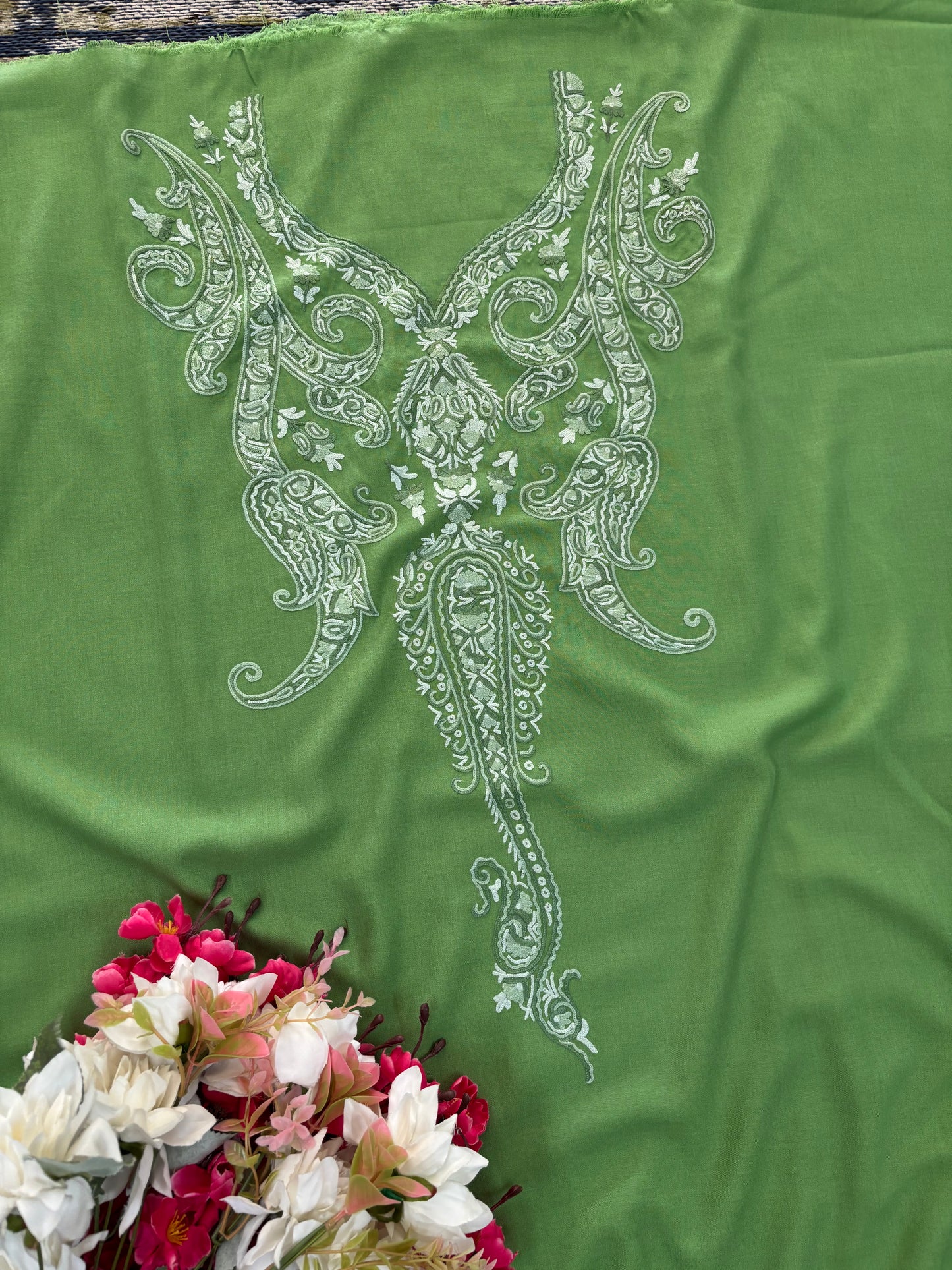 Green Cotton Cord Set (Hand Embroidered)