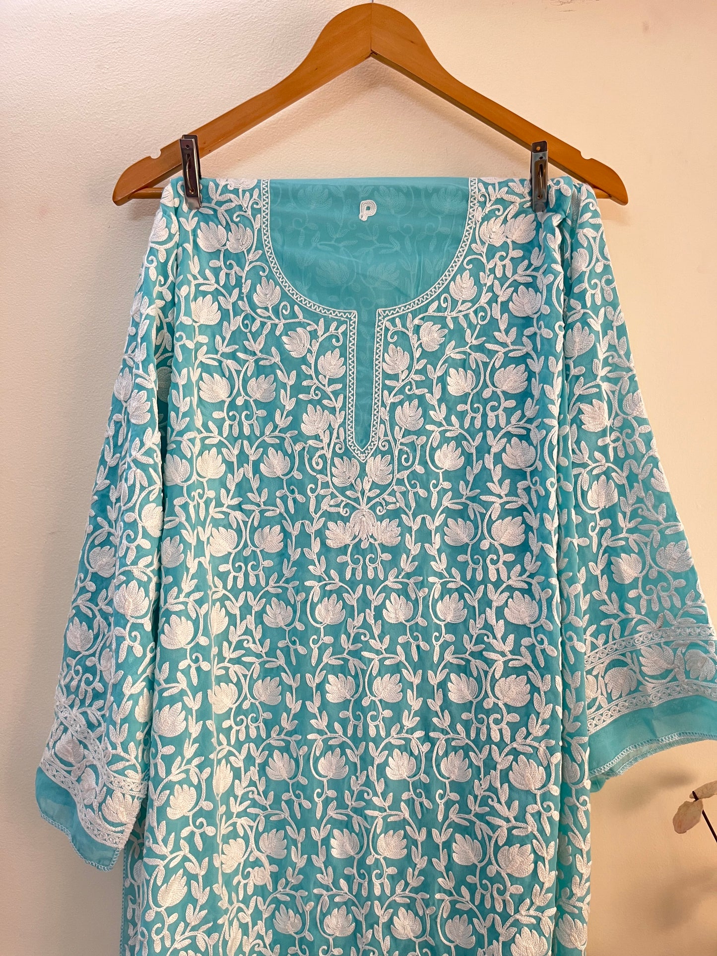 Georgette Front Back Jaal Kashmiri Semi Stitched Kurta