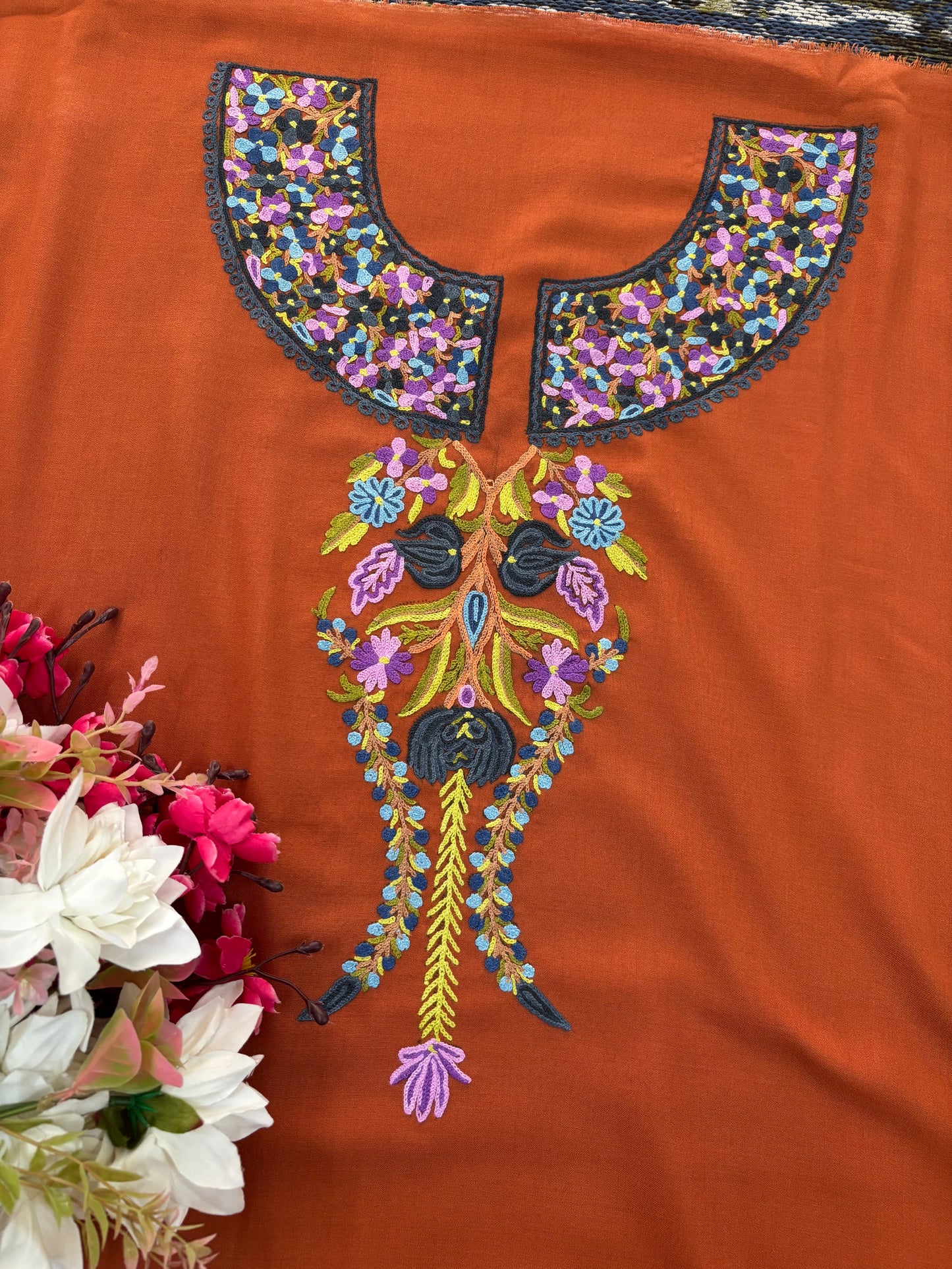Orange Cotton Cord Set (Hand Embroidered)