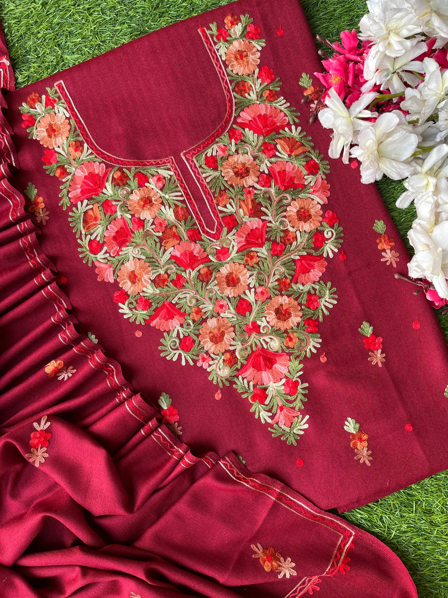 Coke Woollen Aari Embroidered 3pc suit