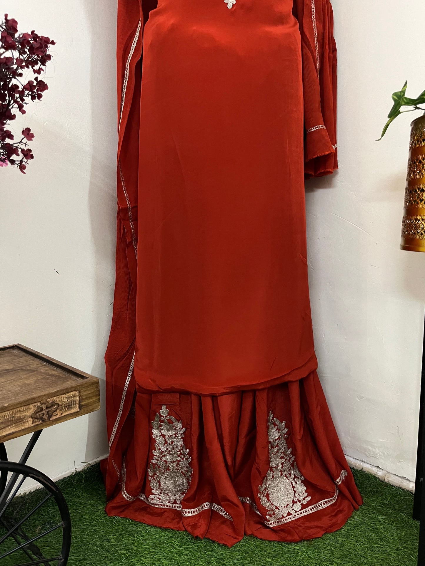 Kalaa’ Tangerine Crape Kashmiri Suit