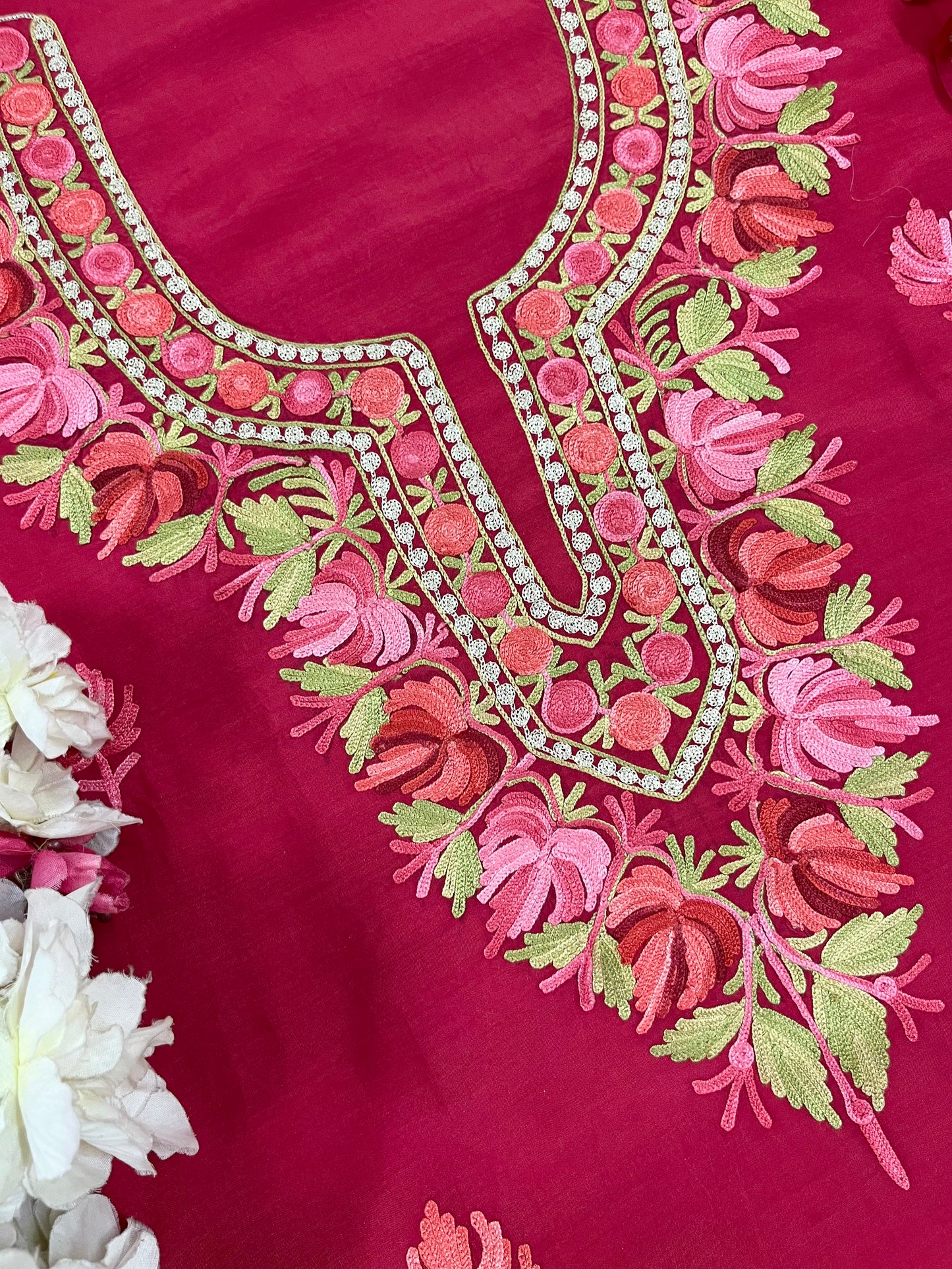 Red Muslin Cotton Aari Embroidered 3pc set